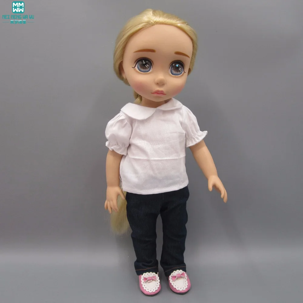 Одежда для кукол белая рубашка джинсы подходит Анна Эльза салон куклы аксессуары