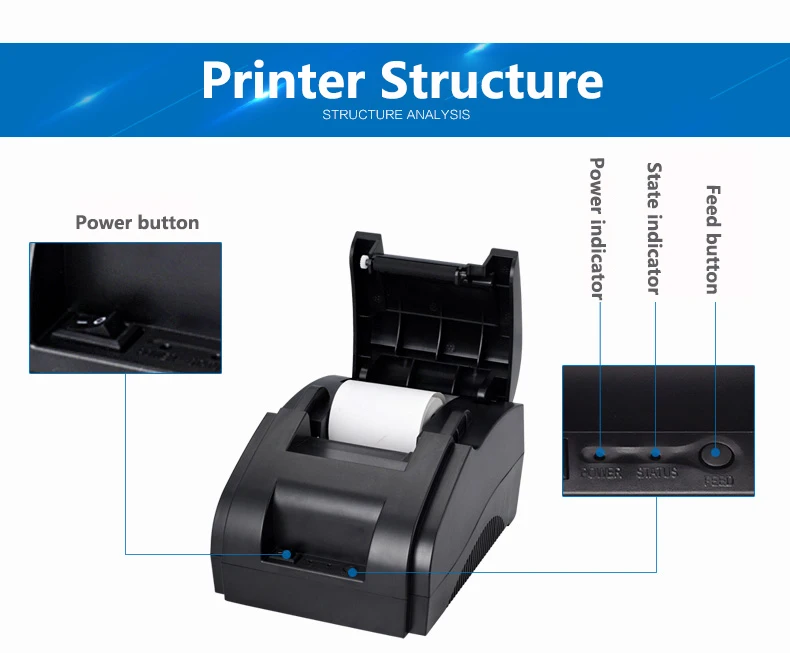 Xprinter POS 58 USB и USB+ Bluetooth для устройств на базе Android и IOS 58 мм Термальность маленький Билет принтер Билл Машина