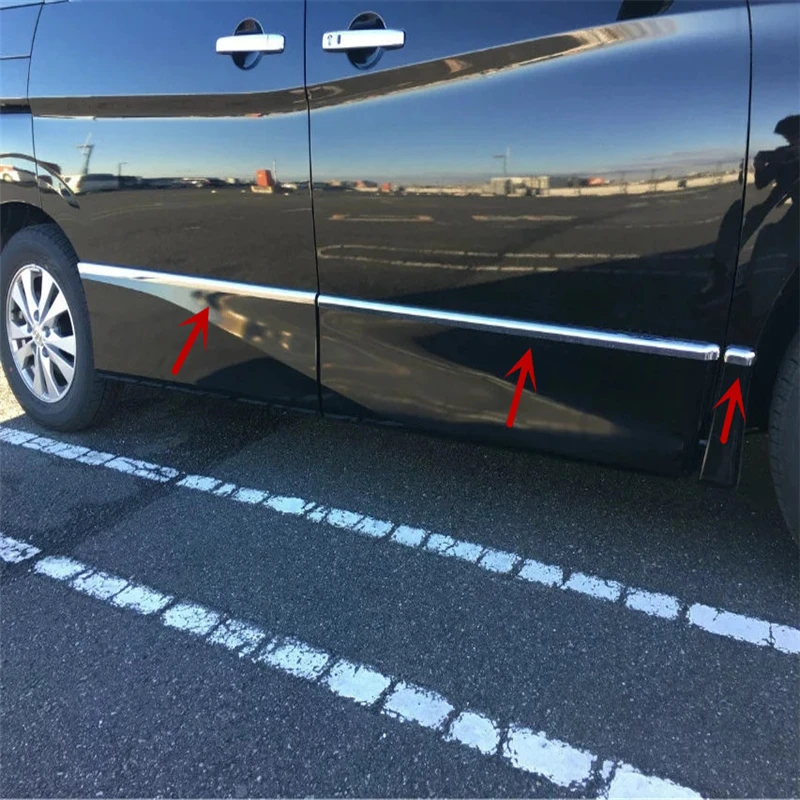

car auto MKV cover styling for NISSAN SERENA Suzuki Landy C27 2016 2017 ABS chrome body door side moulding antiscuff rib trim