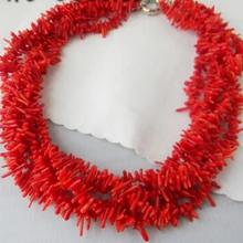 Прекрасный Лаки коралловые Украшения 18 ''5 Пряди Дендритных Коралловое Ожерелье широкий