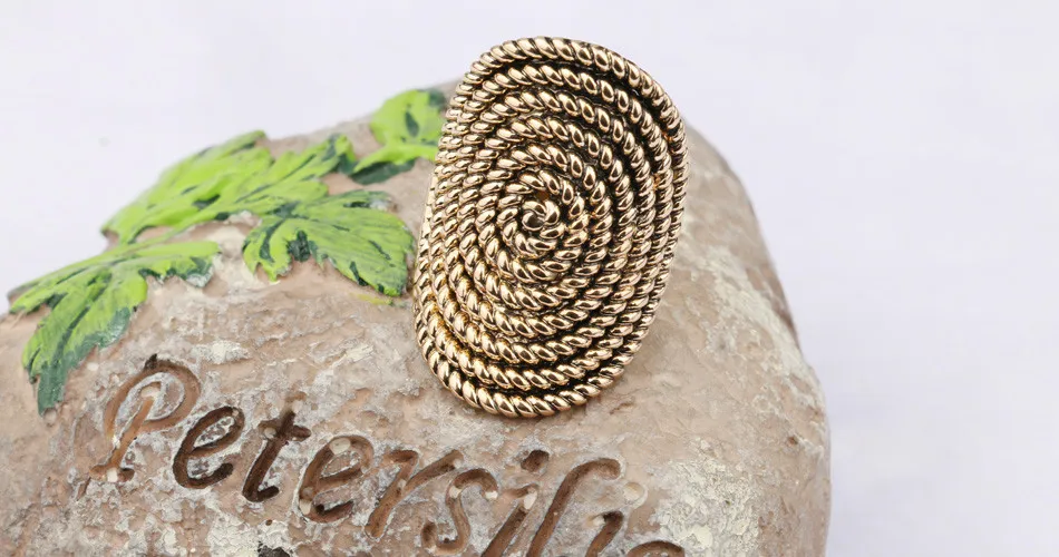 Персонализированное вращающееся кольцо с узором в виде веревки, роскошные большие античные кольца золотого цвета для женщин, винтажные массивные индийские ювелирные изделия