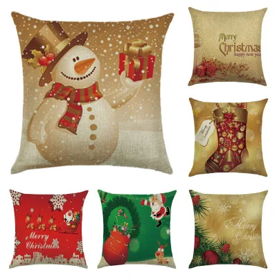 2017 Merry Christmas Cartoon Decoration Festival Pillow Case Gift Snowman Tree Bell Cushion Cover For Home Car Sofa | Дом и сад