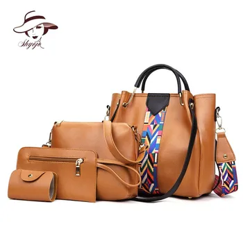 

Vintage Hot Sale 4 Bags Set Handbags Fashion Women Bags Designer Female Shoulder Bags Ladies PU Leather Handbags Bolsa Feminina