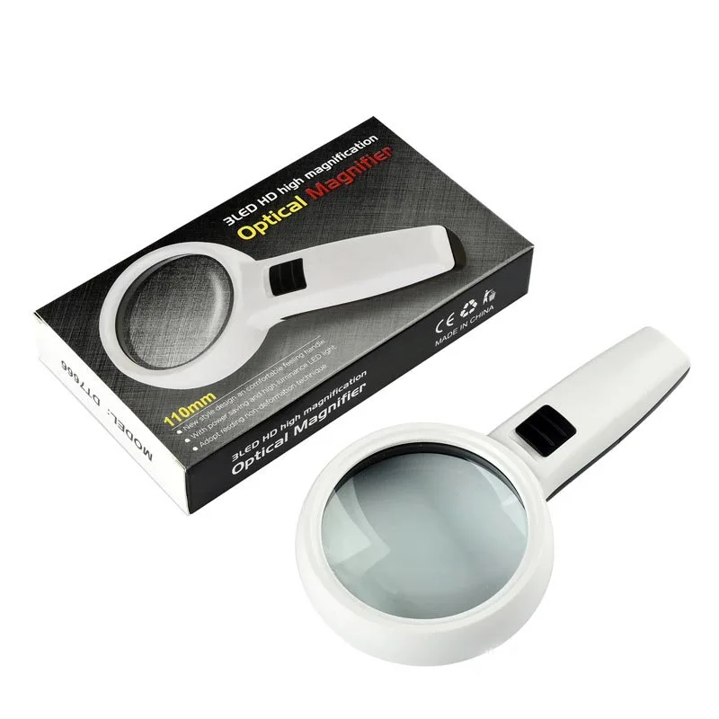 

30 times Optical Magnifier 3 LED HD high magnification 110mm Handheld M