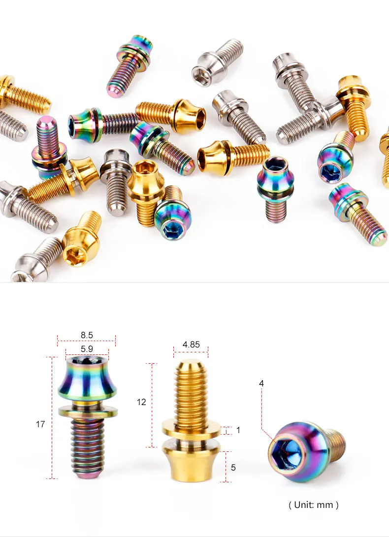 Deemount 4 шт./лот Титан TC4 болты M5x12mm с шестигранной головкой W/шайба для велосипедной бутылки клетка установка MTB Ti части винты