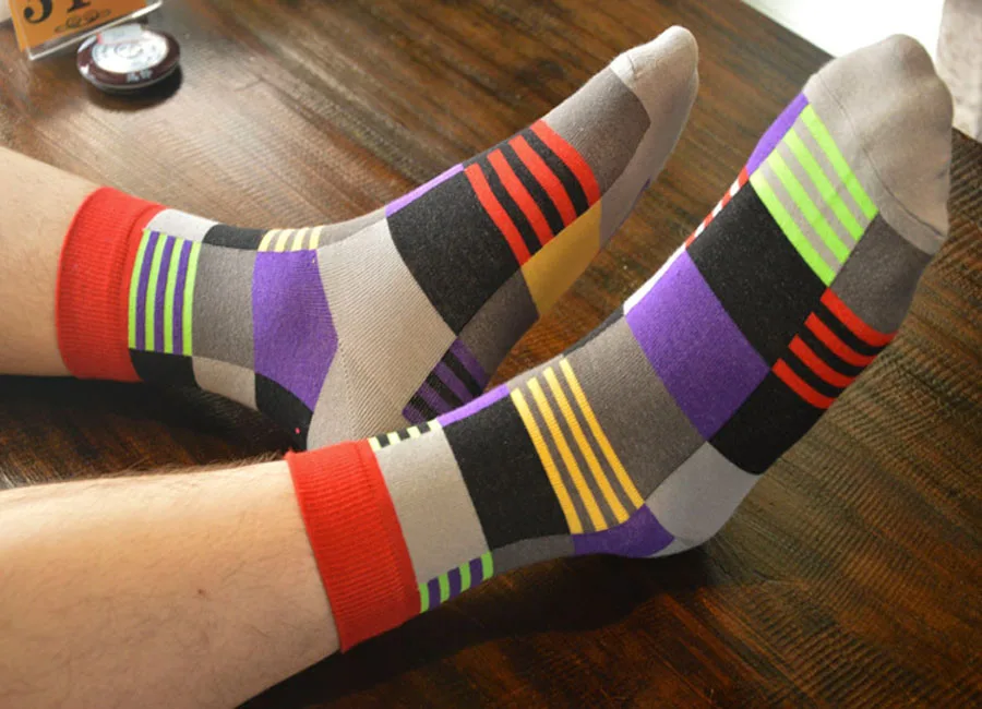 [COSPLACOOL] Цвет ful Для мужчин хлопковые носки Happy Socks Цвет сетки трубки смешные носки британский стиль Meias Calcetines Hombre