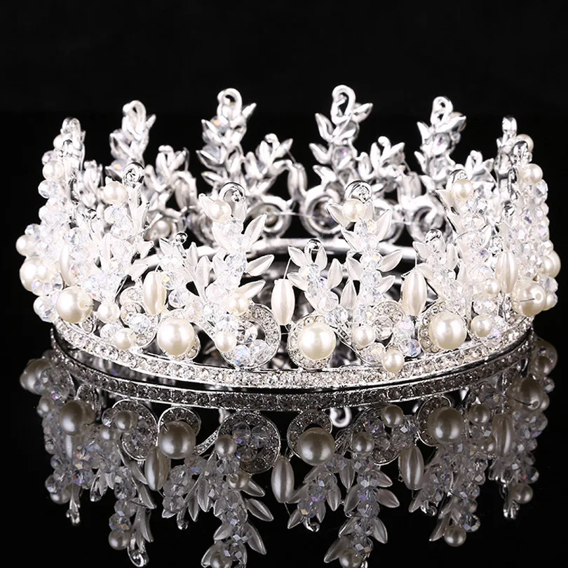 Woman Men King Crown Pageant Prom Accessories Full Circle Round Tiaras Crystals Tiara Wholesale