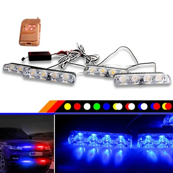 

4Pcs/set 16 LED Red & blue Strobe Flash Light Dash Emergency Warning Lamp