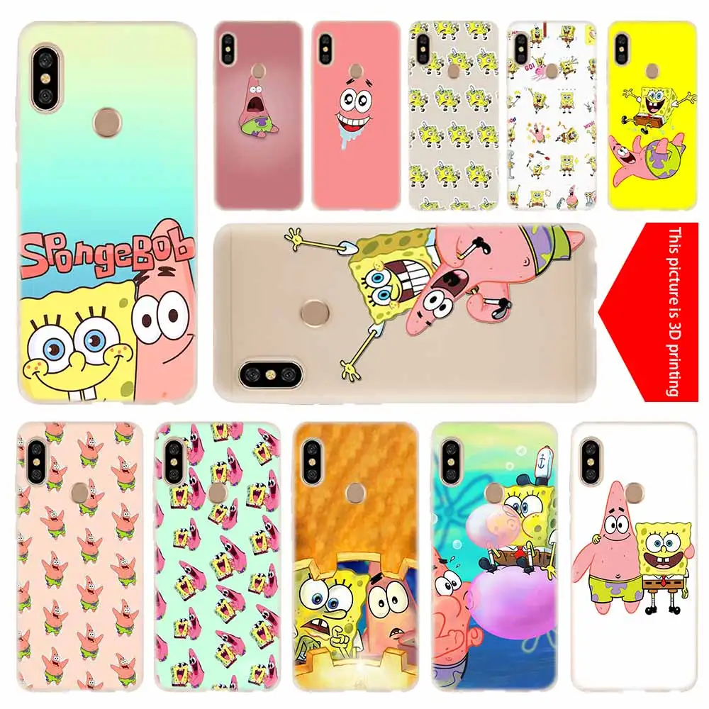 

cover soft Silicone TPU Case For Xiaomi Redmi 3 4X 4a 5 Plus 5a S2 6a 6 Pro Note 7 5 6 4 3 5a prime Sponge Bob And Patrick