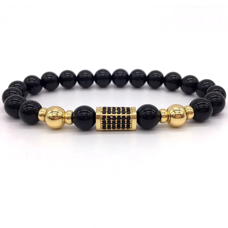 NAIQUBE 2017 New Brand Luxury Men Bracelet Pave CZ Column Charm