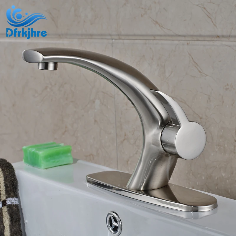

Newly Nickel Brushed Bathroom Sink Faucet Deck Mount Washing Basin Mixer Tap With 10" Cover Plate