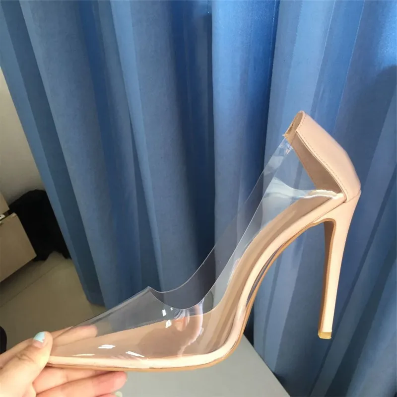 

Eunice Choo Clear PVC Fashion Women Pumps Leather Patchwork Casual Shoes Custom Colors Handmade Pointed Toe Shallow Pumps