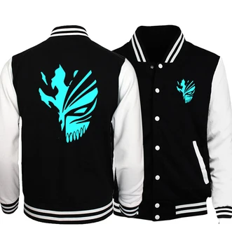 

BLEACH Kurosaki Ichigo Jacket Men Night Lights Jackets Mens Death Note Baseball Uniform Print Coat 2020 Anime Hip Hop Streetwear