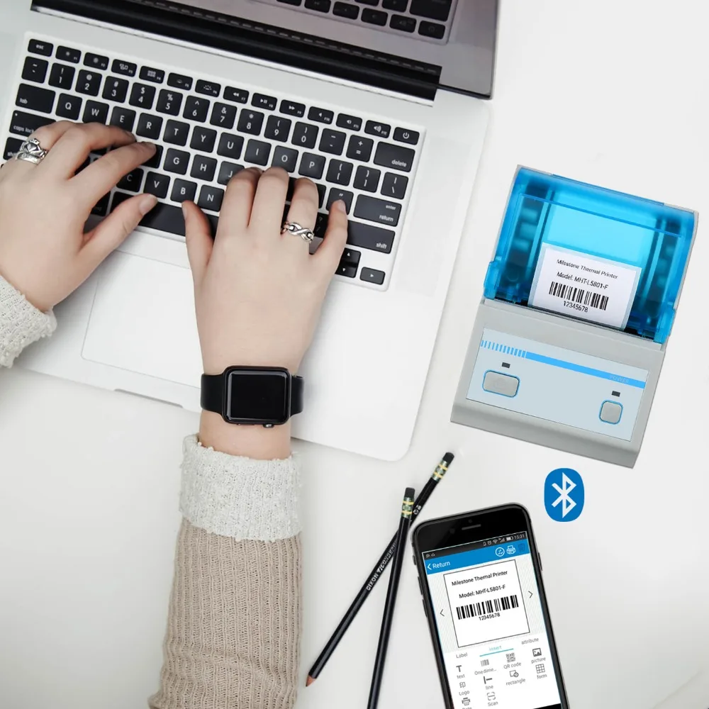 Label Printer Thermal Barcode Printer MHT L5801 With App Android IOS Mini Wireless Bluetooth Bar Code 3