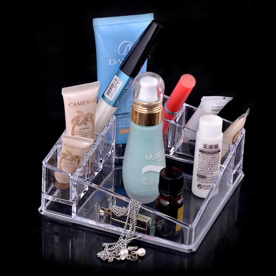 

Clear Cosmetic Makeup Organizer Case Acrylic Makeup Drawer Jewelry Container 6 Grid Lipstick Holder SF1119