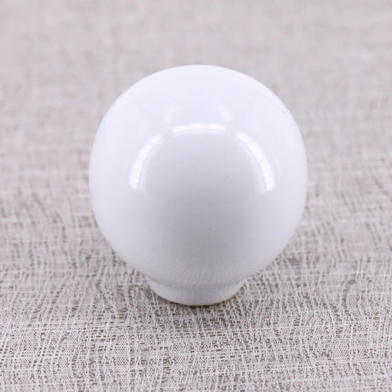 New 32mm White Ball Ceramic Kitchen Knobs Solid Dresser Pulls