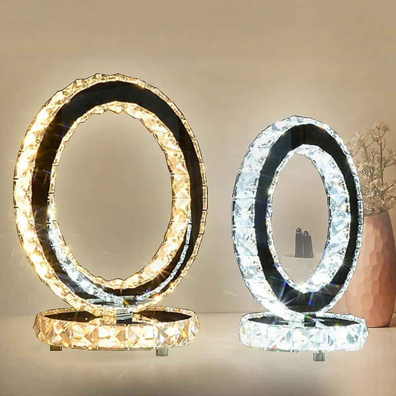 

Modern Crystal Table Lamps For Bedroom,Living Room,Study,Office Modern Crystal Silver/Golden Desk Lamp