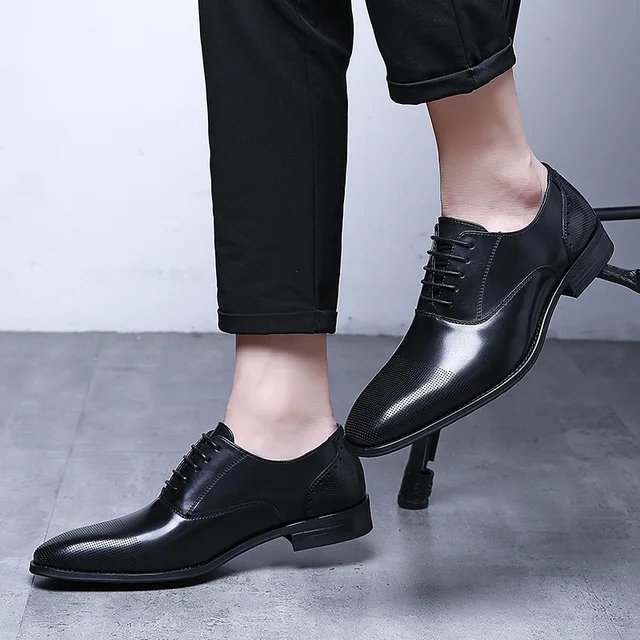 Misalwa Japanese Style Men's Dress Shoes British Business Shoelace Tie