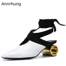 Уникальные тапочки на металлическом каблуке с перекрестной шнуровкой; женская обувь с ремешком на щиколотке с квадратным носком; модная обувь для подиума; женская обувь; Zapatos De Mujer