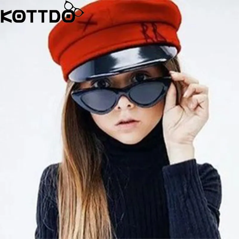 KOTTDO Мода 2018 г. кошачий глаз солнцезащитные очки для женщин Дети Ретро пластик брендовая Дизайнерская обувь детские солнцезащитные очки