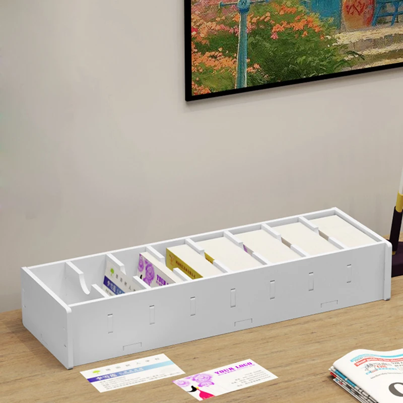 

Desktop Business Card Holder Business Card Case Multi-grids Assembled PVC Storage Box Office Stationery Storage Organizer