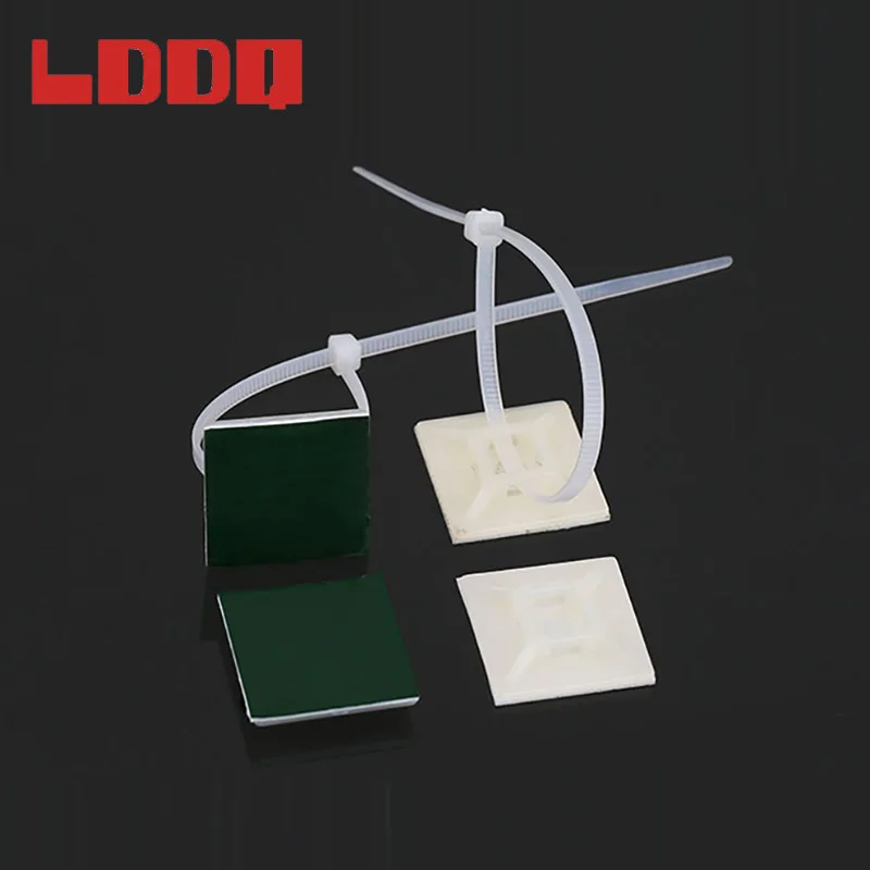 LDDQ 100 шт. самоклеющиеся нейлоновые кабельные стяжки крепления 20 мм проволока