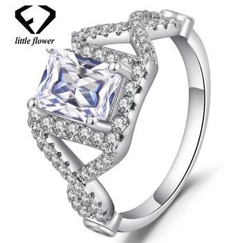 

14k White Gold Diamond Ring for Women Square Peridot Bague Etoile Gemstone Bizuteria 14k Gold and Diamond Wedding Rings Women