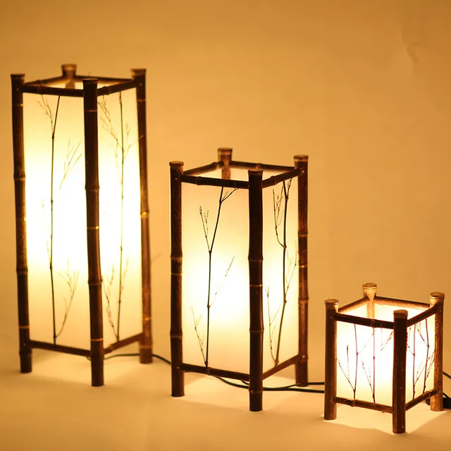 LED Chinese Style Vintage Lamp Bamboo Light Indoor Lighting Home