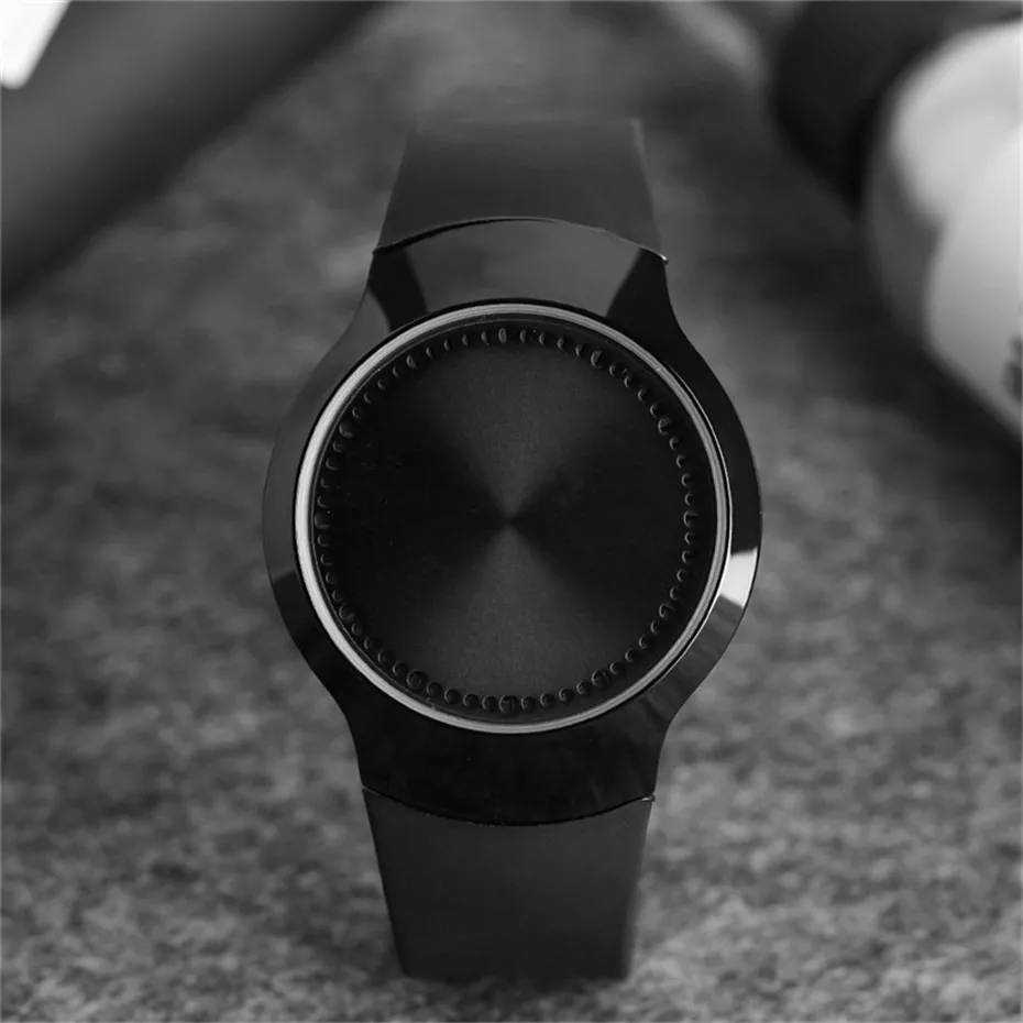 Creative Black White Men Women's LED Display Digital Watch Cool Stainless Steel Rubber Strap Touch Screen Couple Watches (8)