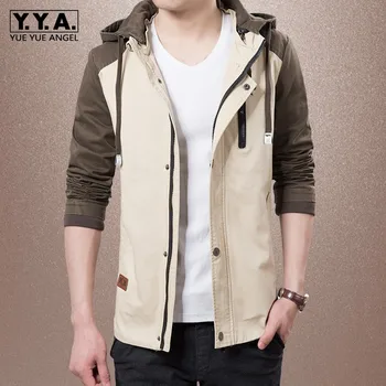 

Autumn Mens Colors Mixed Hoody Cotton Jacket Slim Fit Casual Outwear Coat Bomber Jacket Male Streetwear Windbreaker Cap Coats
