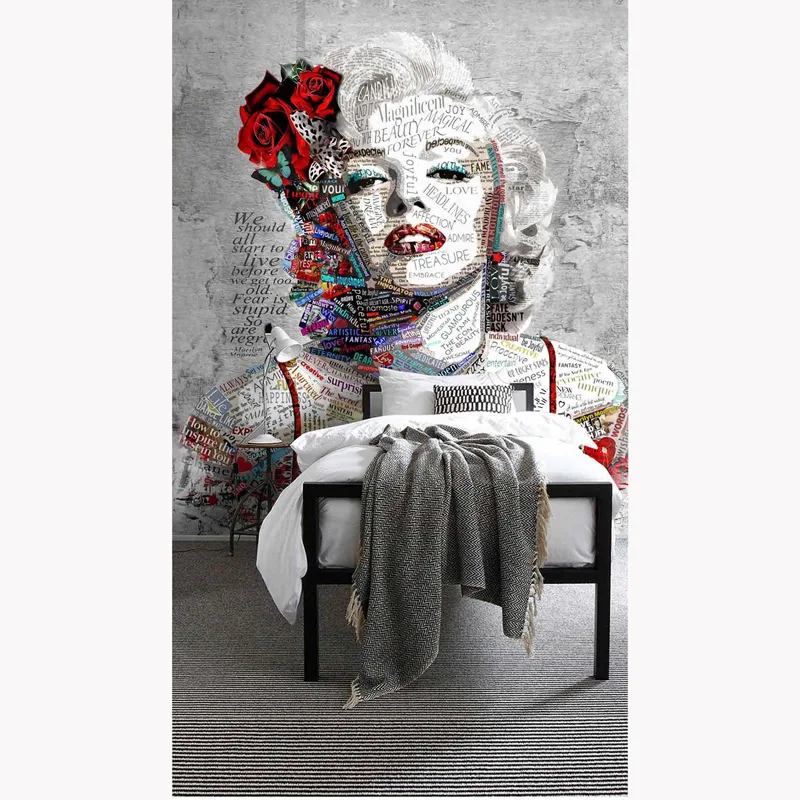 

Vintage Wall Papers Stickers Marilyn Monroe Photo Wallpaper Home Decor Papier Peint Mural 3D Self Adhesive Vinyl/ Silk Wallpaper