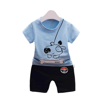 

Summer Children Boys Girls Cotton Clothing Sets Baby Cartoon Dog T-shirt Short Pants 2Pcs/Sets Fashion Sport Toddler Tracksuits