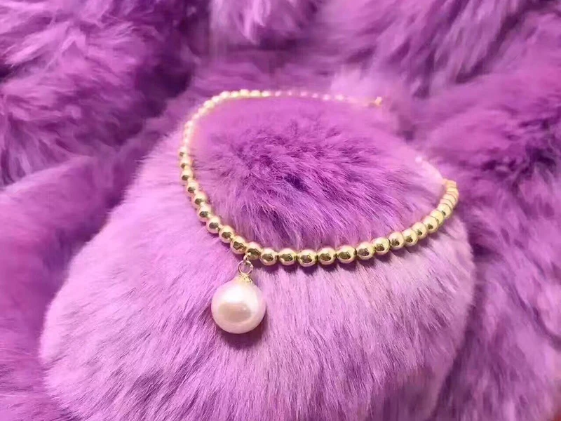 Sinya Natural pearls 18k gold beads strand bracelet for women girls Mom lover length 18cm can adjustable pearl diameter 7-8cm  (5)