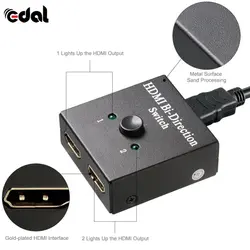 EDAL HDMI Switcher 2 порта Bi-direction ручной переключатель 2x1 HDMI концентратор-HDCP Passthrough-Sup порты Ultra HD 4 K 1080 P HDMI преобразователи