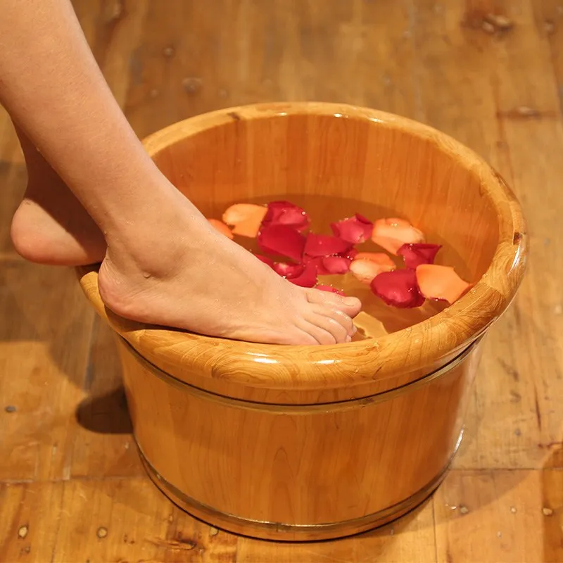 Barrel Foot Bath Household Foot Tub Solid Wood Steam Fumigation Barrel For Adult Pedicure Massage Wooden Bucket Bath