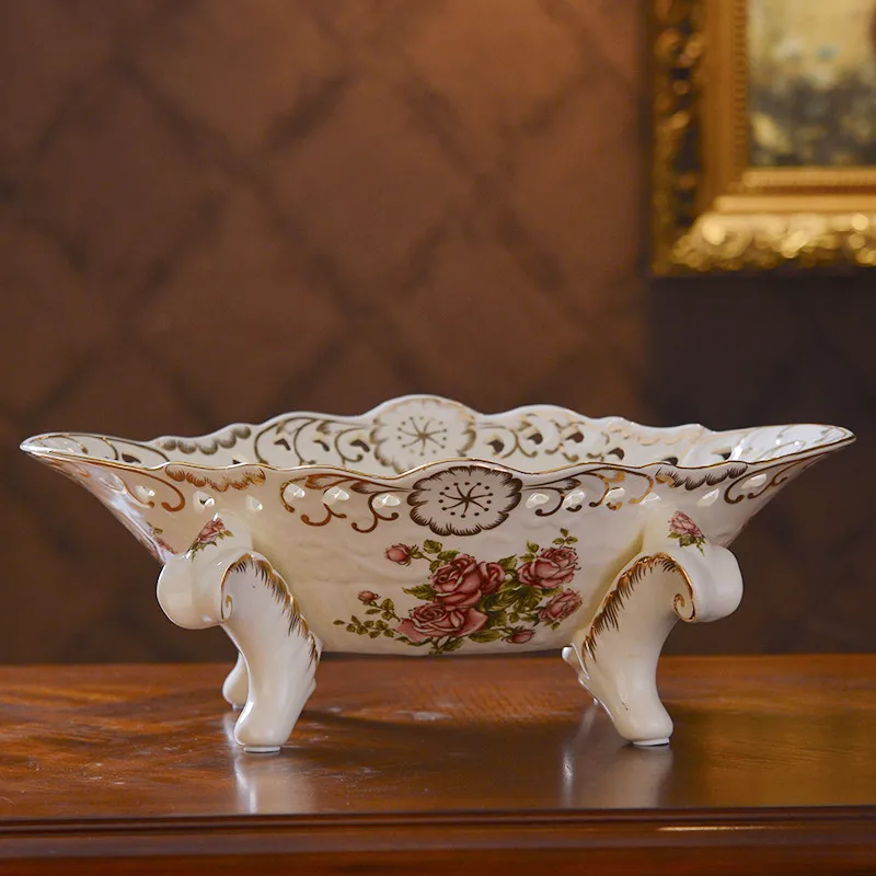 Современный американский стиль, керамическая Фруктовая тарелка высокого качества, ваза чаша для фруктов, универсальная тарелка, Европейская классическая роскошная декоративная тарелка - Цвет: rose