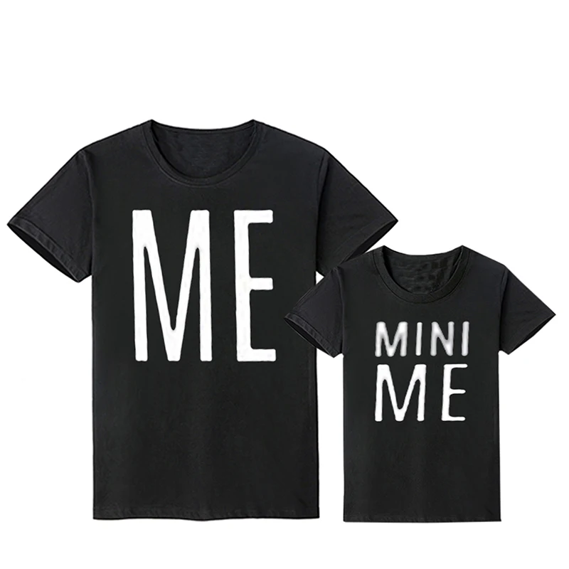 Г. Одинаковые комплекты для семьи Одежда для Отца и Сына с надписью «ME MINI ME» Модная стильная семейная футболка с милым рисунком одинаковые комплекты для семьи