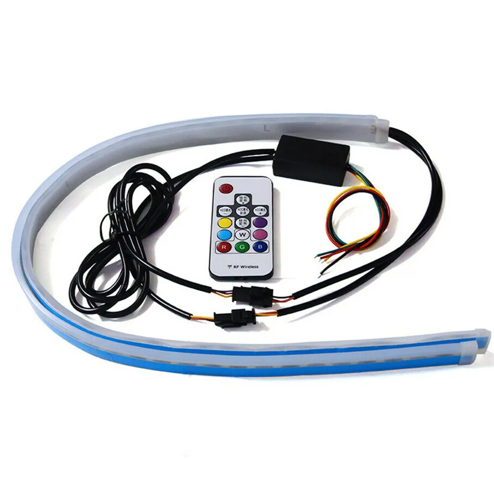 

DC12V 30CM/45CM/ 60CM Car RGB LED Light Stripe Headlight Turning Signal Light with Remote Control Flexible Ribbon