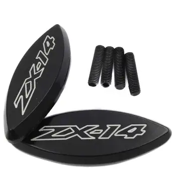 

For 2006-2014 07 08 09 10 11 Kawasaki Ninja ZX14R ZX-14R ZX1400 Rearview Mirror Block off Base Plates Motorcycle BLACK / Chrome
