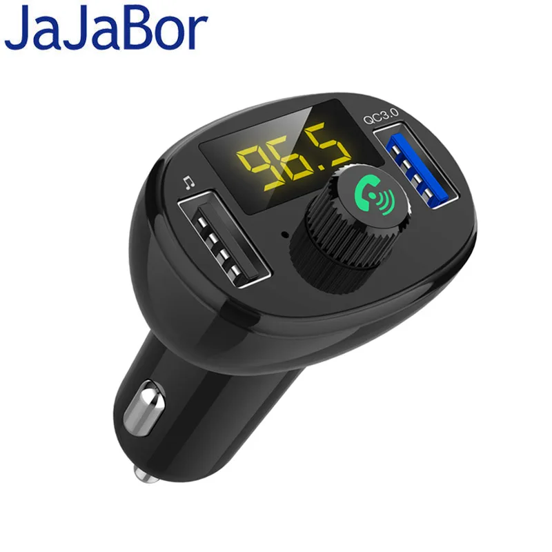 

JaJaBor Car FM Transmitter Bluetooth Car Kit Handsfree Wireless Bluetooth Stereo A2DP MP3 Audio Music Player QC3.0 Quick Charge
