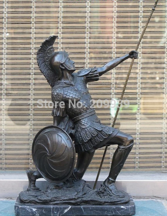 

huij 006083 14.5" Greek myth Classical Western Bronze Statue Roman Mars ares Saint (A0314)
