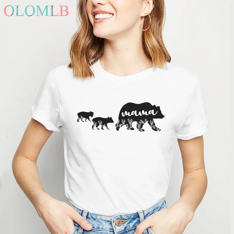 Mama bear t shirt for women Summer O-Neck Mom T-Shirt Mom Life Shirt Gift for Mom Casual Female Tee Ladies Tops Fashion t shirts