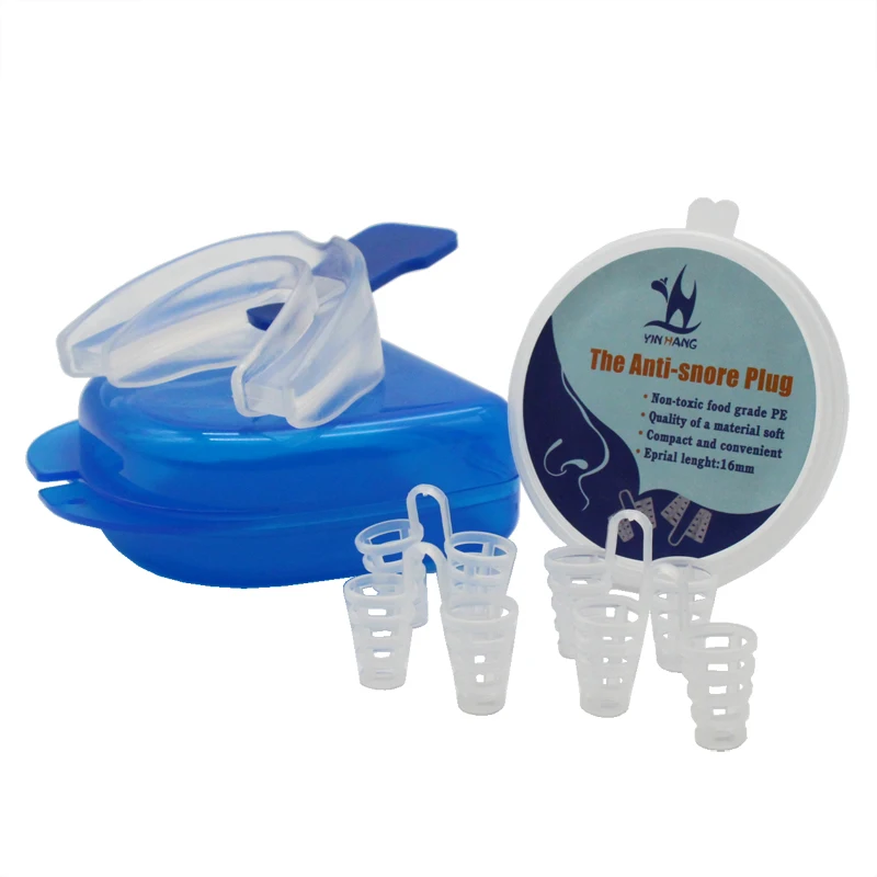 

High Quality Anti Snore Nose Clip Nasal Device+Stop Snore Mouthguard Silicone Mouthpiece Apnea Guard For Men Women Good Sleep