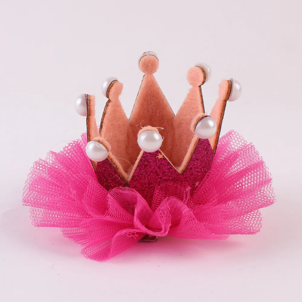 

1pcs/lot Princess Cute Birthday Gift Fashion Eco-friendly Felt Crown and Mesh Flower Children's Crown Hairpin