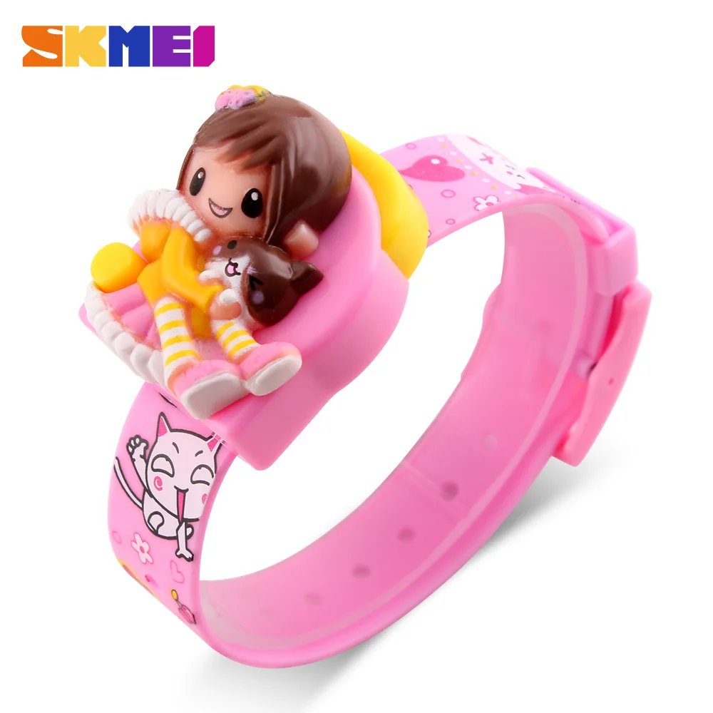 SKMEI Cute Children's Watches Fashion Casual Sport Cartoon Watch For Kids Girls Rubber Strap