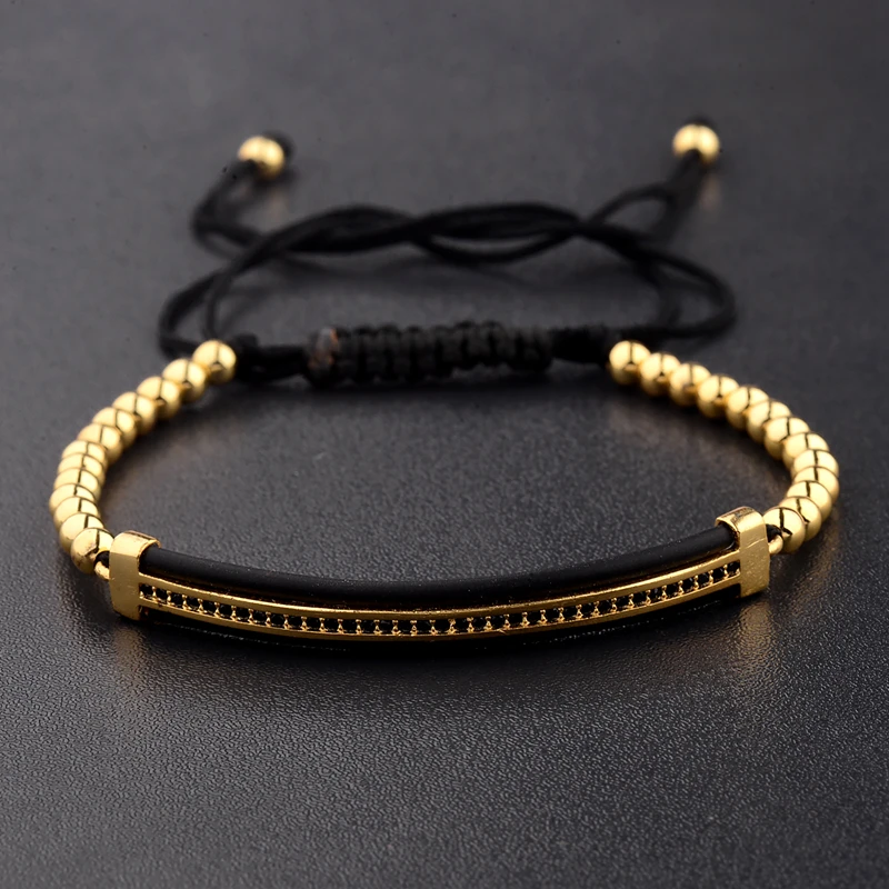 Luxury CZ Braided Bracelets 4mm Copper Beads Bangle Charm Jewelry for Men Woman Luxury CZ Braided Bracelets 4mm Copper Beads Bangle Charm Jewelry for Men Woman