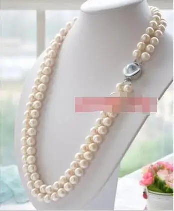 

Free shipping hot sale Women Bridal Wedding Jewelry >>DOUBLE STRANDS SOUTH SEA AAA 9-10MM WHITE PEARL NECKLACE 17INCH