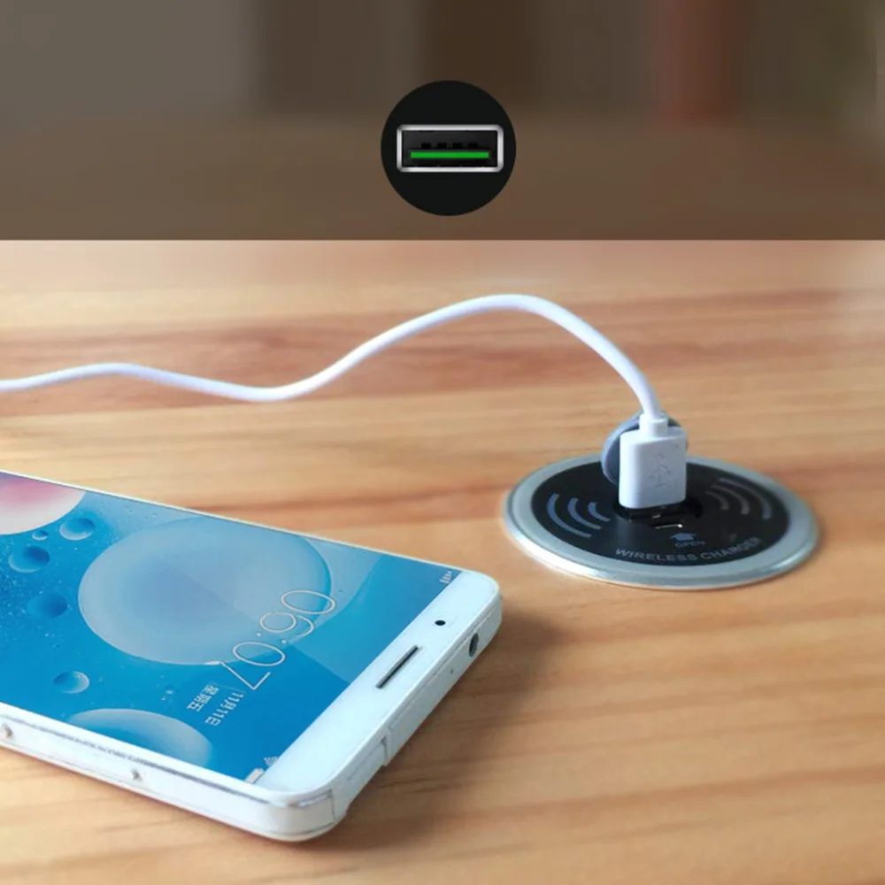 Desktop Wireless Charger 5w Fast Charging Pad Waterproof Plug Hole