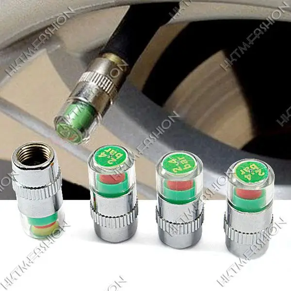 4Pcs Tire Pressure Monitor Valve Stem Caps Sensor Indicator Eye Alert