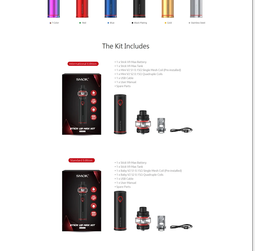 Electronic Cigarettes Smok Stick V9 Max 8.5ml Staret Kit 4000mah Battery Stick V9 Max tank with Baby V2 S1V2 S2 VS Stick Prince (2)